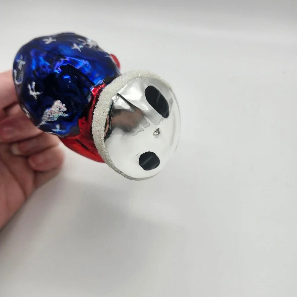 Czech Blown Glass Santa Claus‎ Ornament Red Blue Gift Sack Vintage  Holiday